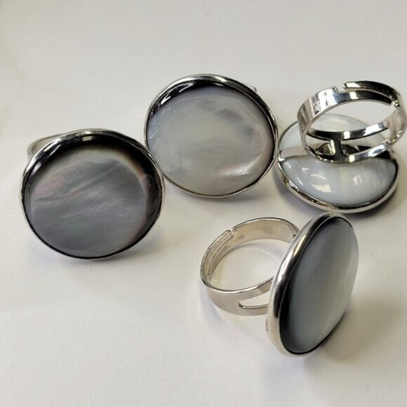 Natural Mother of Pearl Ring, Handmade Ring with Adjustable Band - Picture 14 of 15